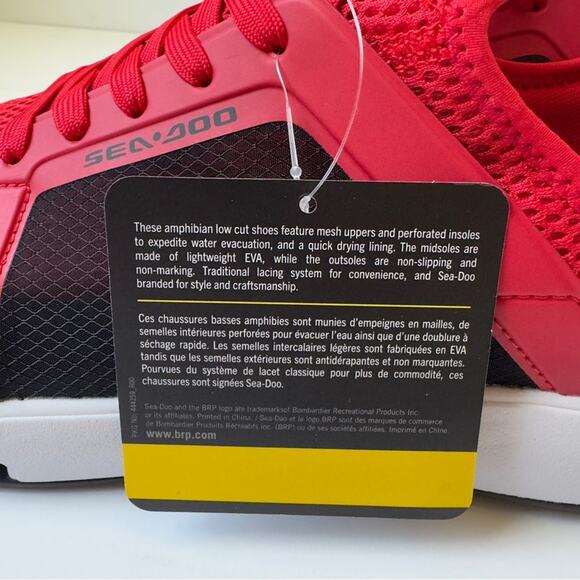 Sea-Doo Water Shoes in Red Black jet ski Sneakers water sports drain holes mesh - Picture 15 of 16